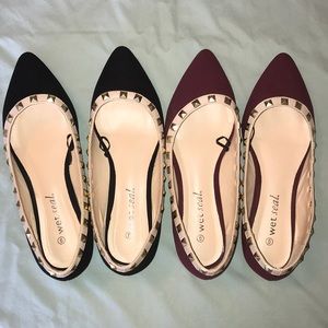 Faux Rockstud Flats from Wet Seal (black/burgundy)